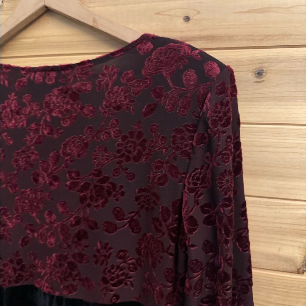 Vintage Molly Malloy Medium Floral Burnout Velvet Long Sleeve Whimsigoth Dress - Picture 9 of 12